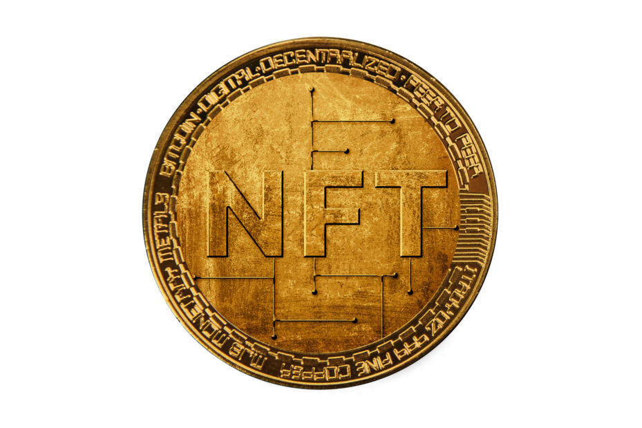 Digital currency concept of NFT. Non fungible tokens (NFTs) crypto art on white background