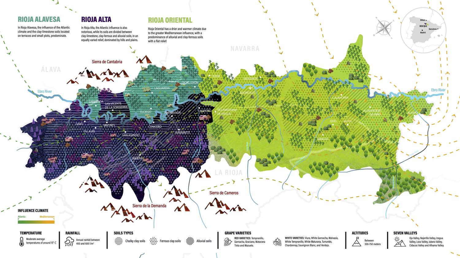 Die DOCA Rioja teilt sich in verschiedene Regionen uf © CRR Rioja