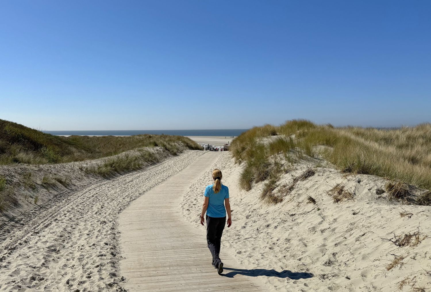 Spiekeroog - Auf Holzbohlenwegen geht es durch die Dünen an den Strand © Bonder